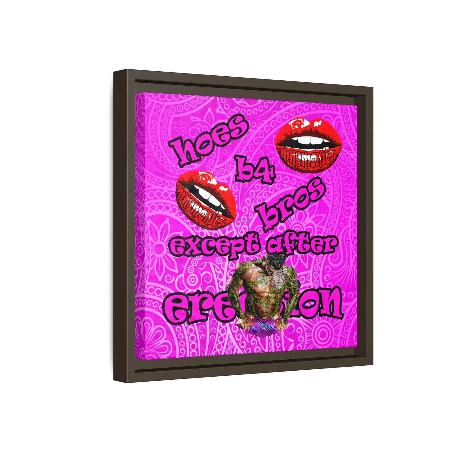 hoes b4 bros - framed canvas art (pink swirl)