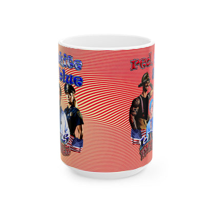 rw&b lives matter - White Mug (yellow-orange wave)
