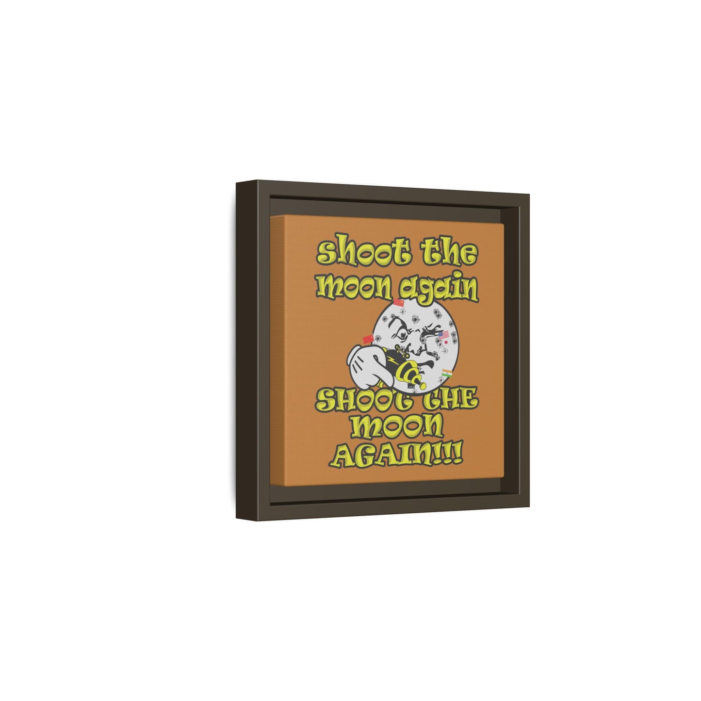 shoot the moon again - framed canvas art (light brown)