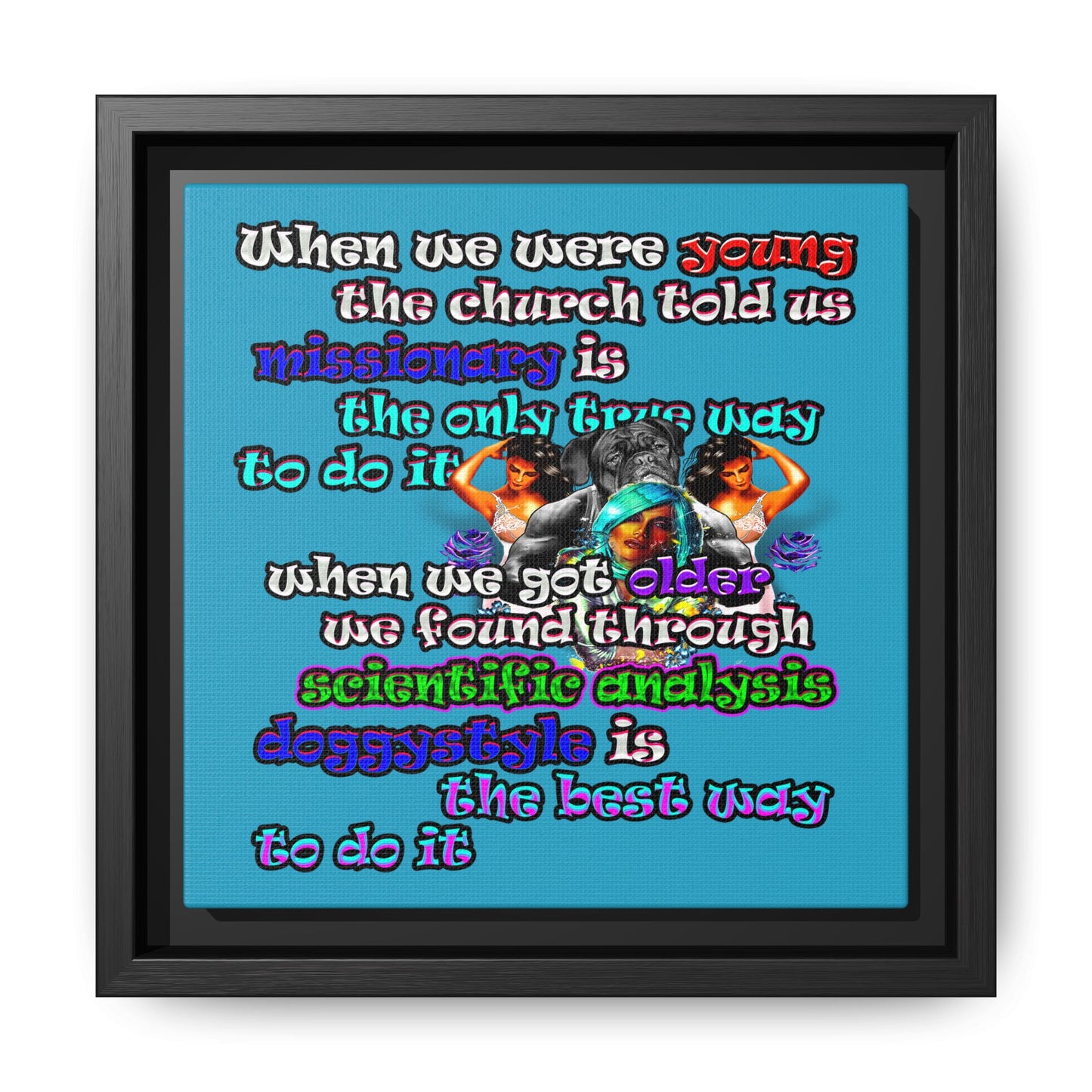 doggystyle - framed canvas art (turquoise)