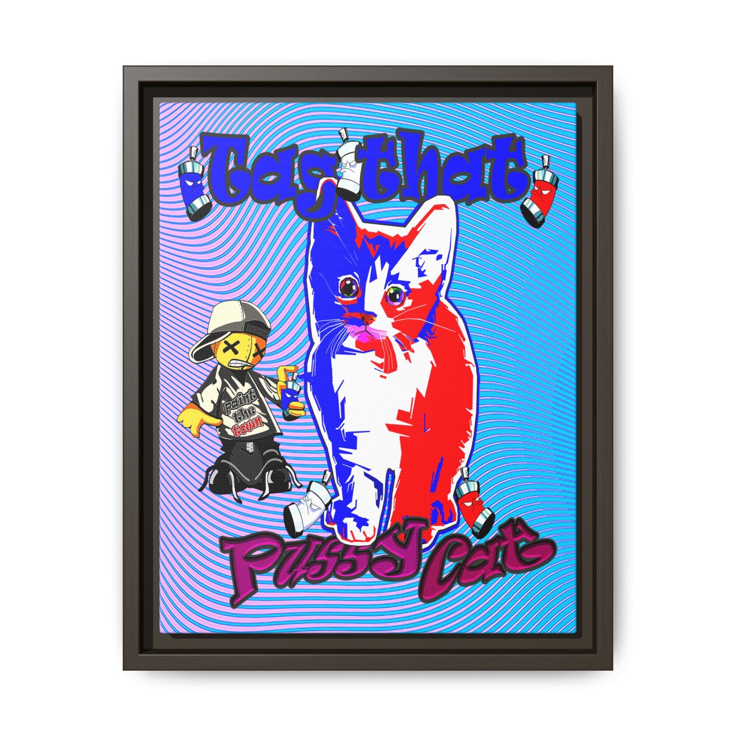 tag that - framed canvas art (light blue-purple wave)