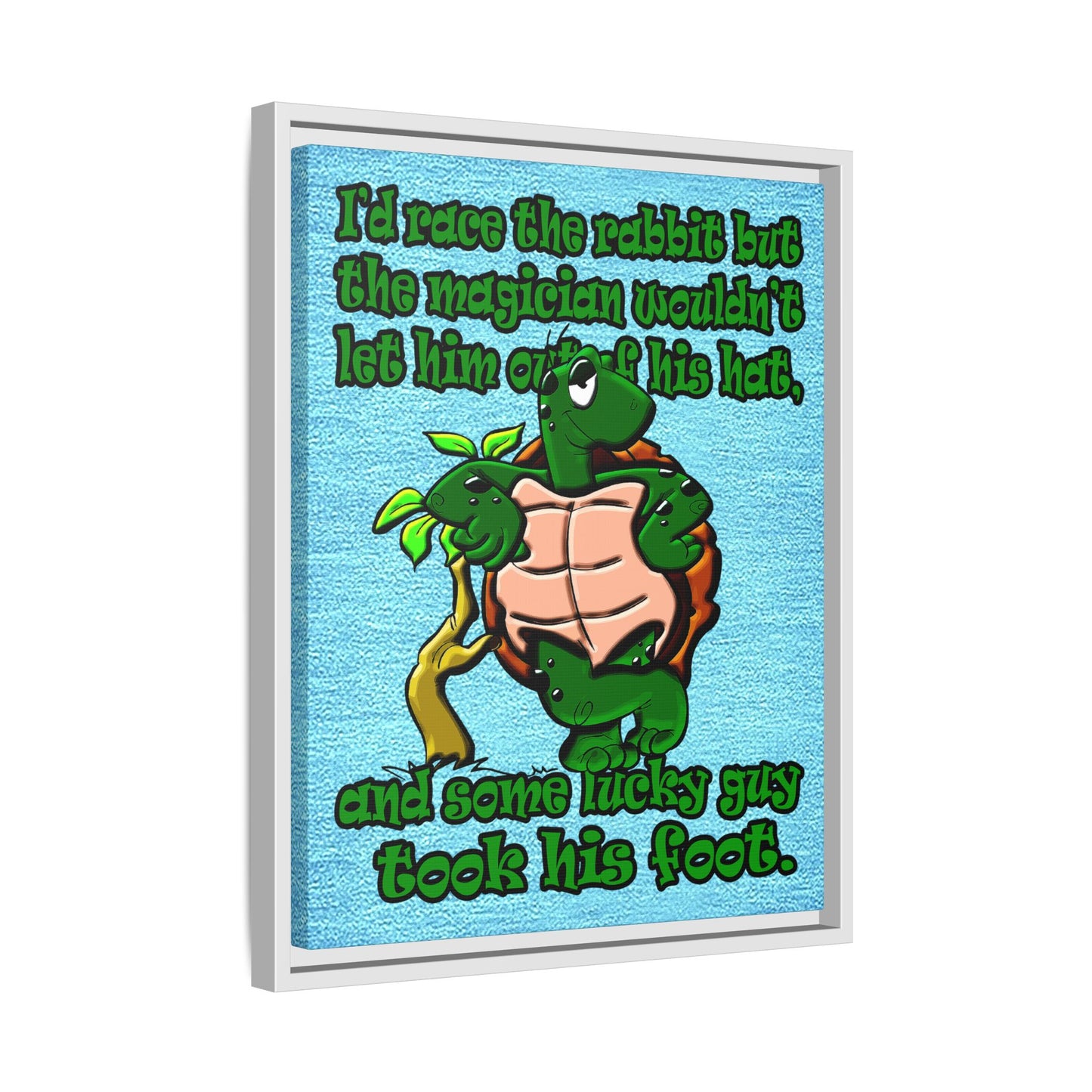 turtle race - framed canvas art (faded blue)