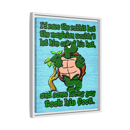 turtle race - framed canvas art (faded blue)