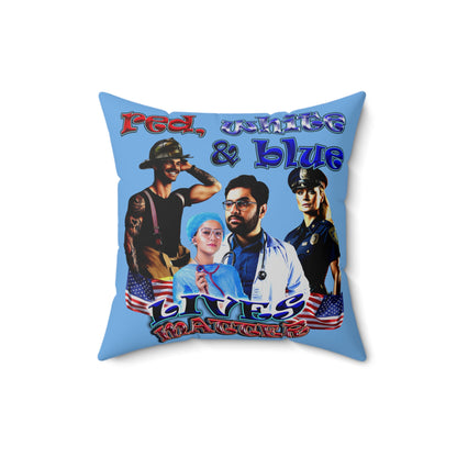 rw&b lives matter - Spun Polyester Square Pillow - (light blue)