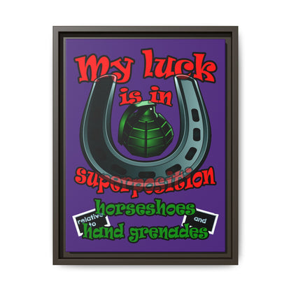 my luck - framed canvas art (purple)