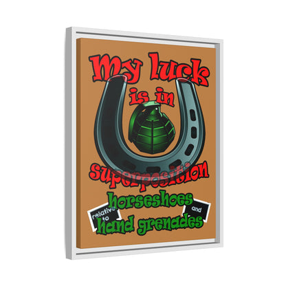 my luck - framed canvas art (light brown)