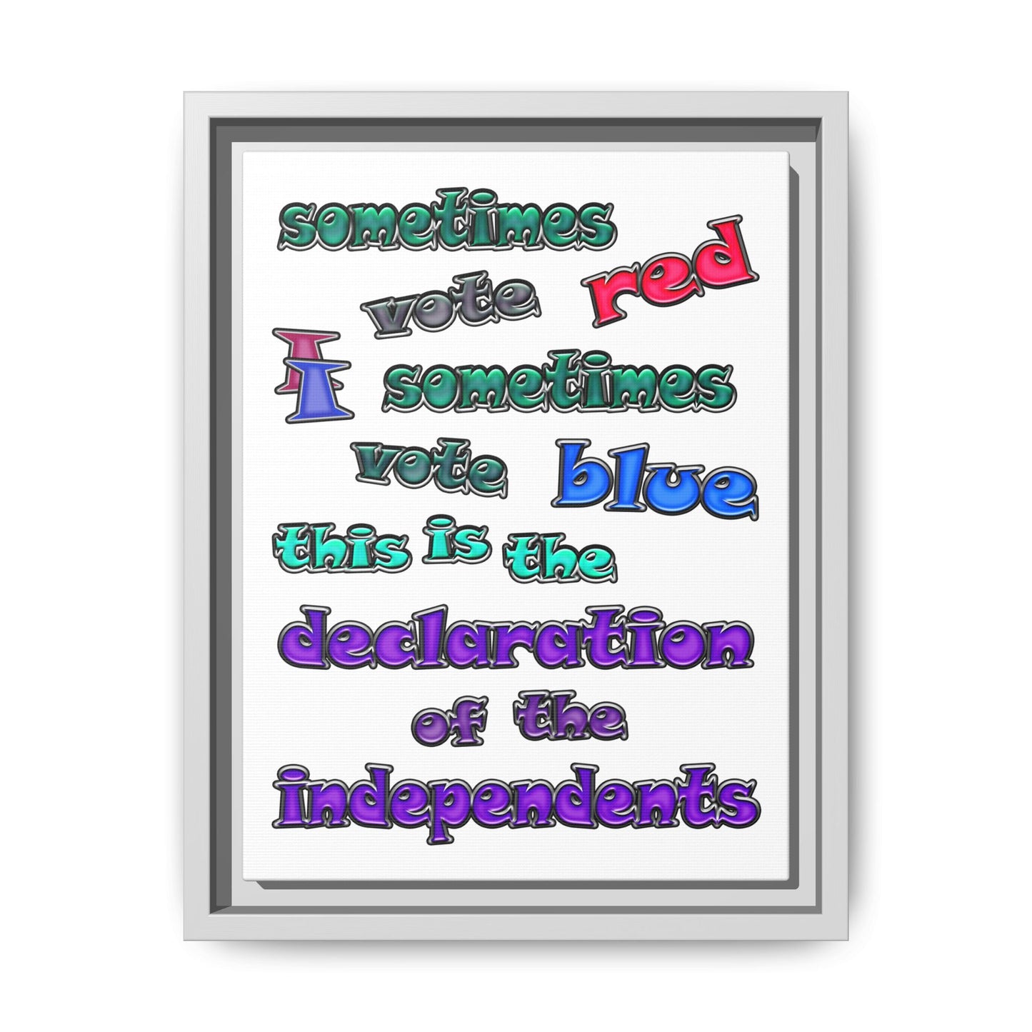 declaration of the independents - framed canvas art (white)