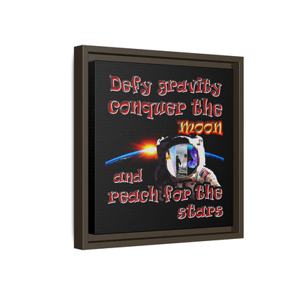 defy conquer reach - framed canvas art (black)