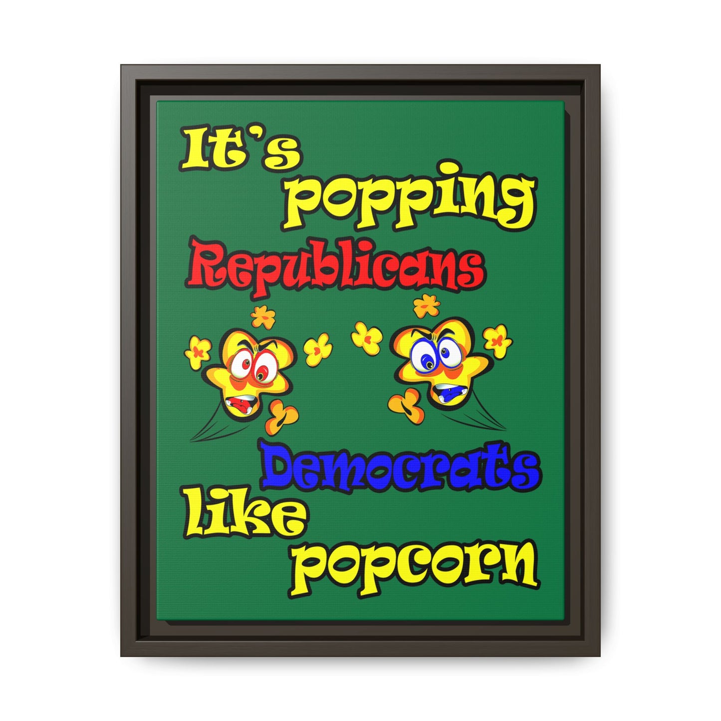 popping like popcorn - framed canvas art (dark green)