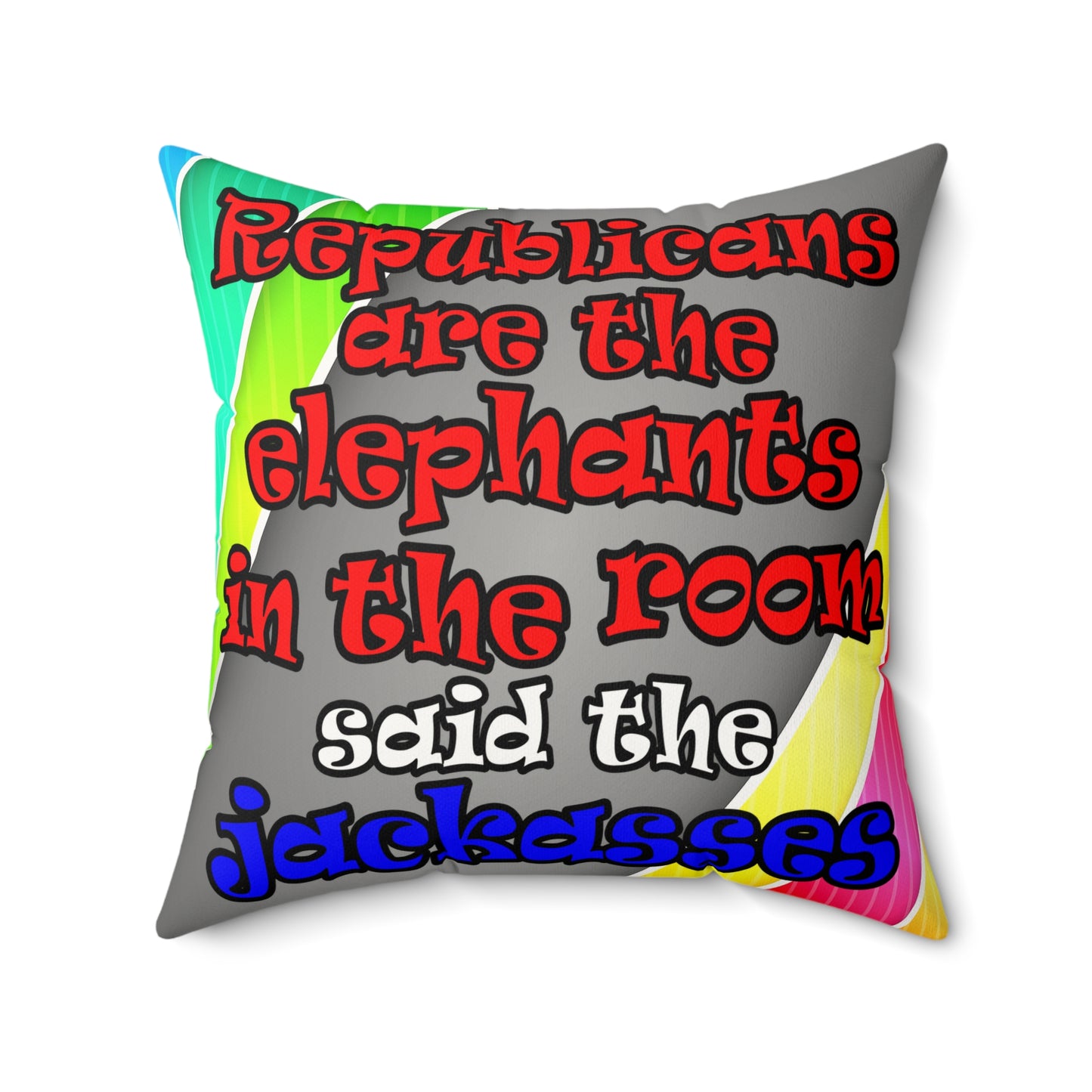 donkeys and elephants - Faux Suede Square Pillow - (rainbow split)