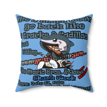 shark week - Faux Suede Square Pillow - (light blue)