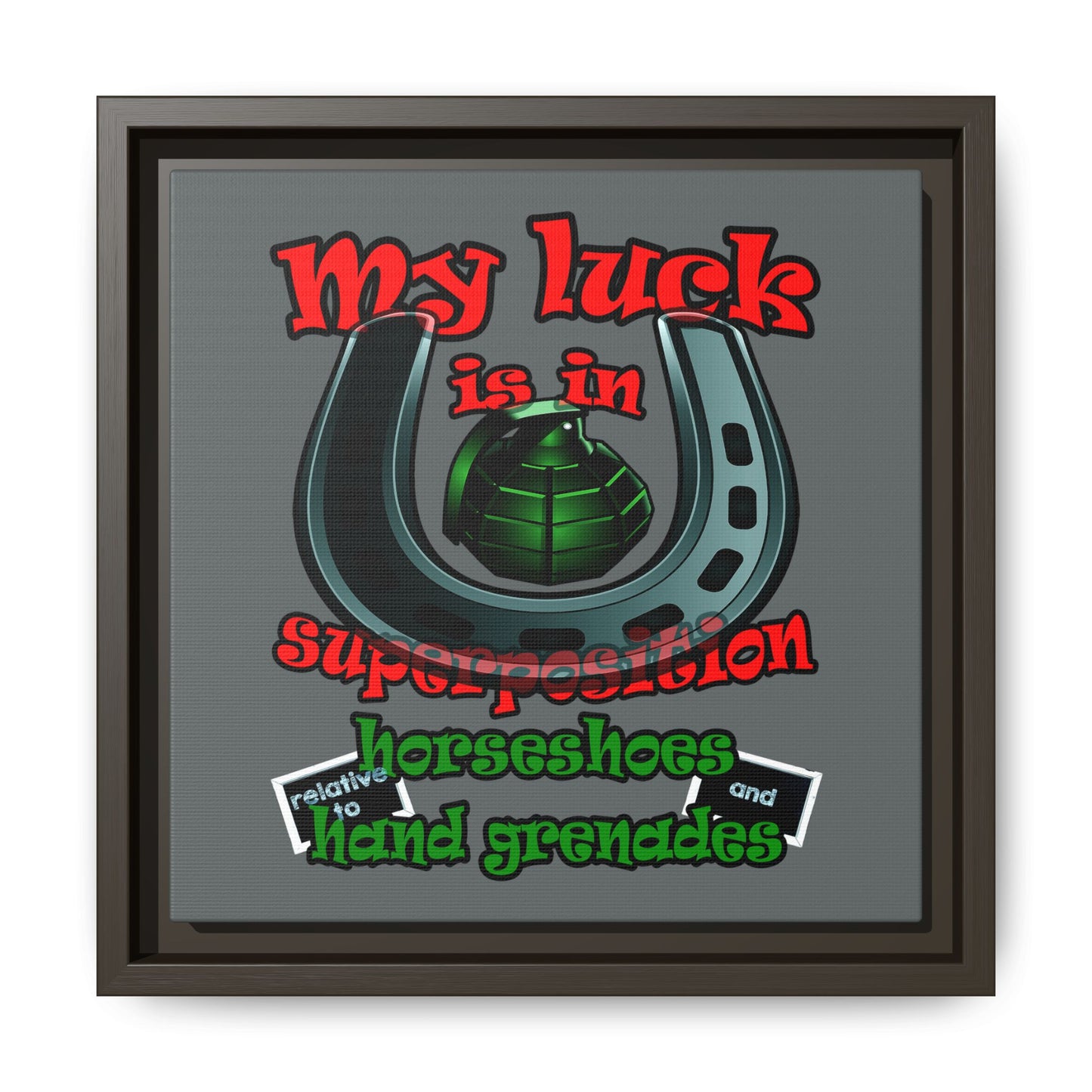 my luck - framed canvas art (dark grey)