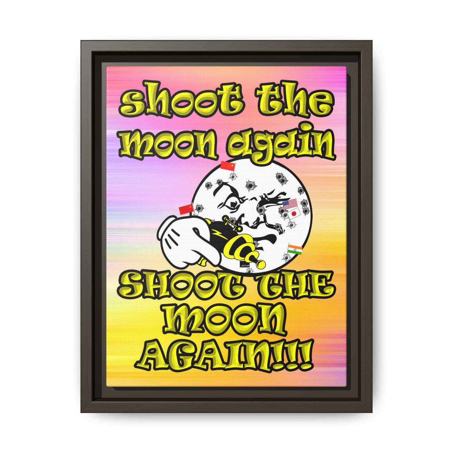 shoot the moon again - framed canvas art (color blur)