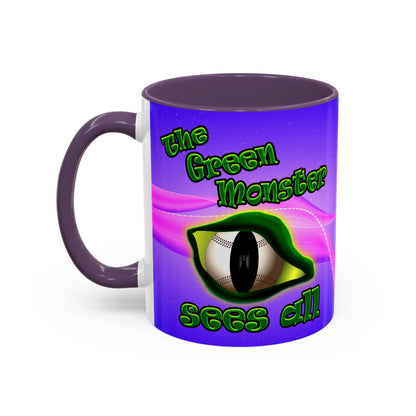 green monster - Accent Mug (purple-pink wave)