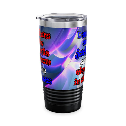 donkeys and elephants - Ringneck Tumbler, 20oz (grey-pink wave)