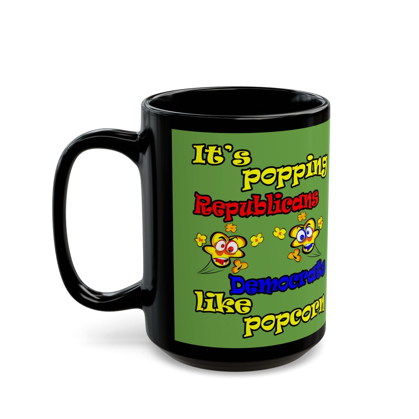 popping like popcorn - Black Mug (green)