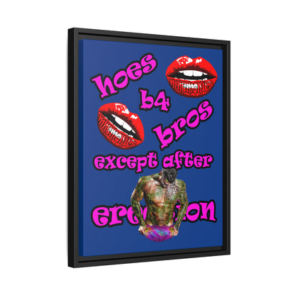 hoes b4 bros - framed canvas art (dark blue)