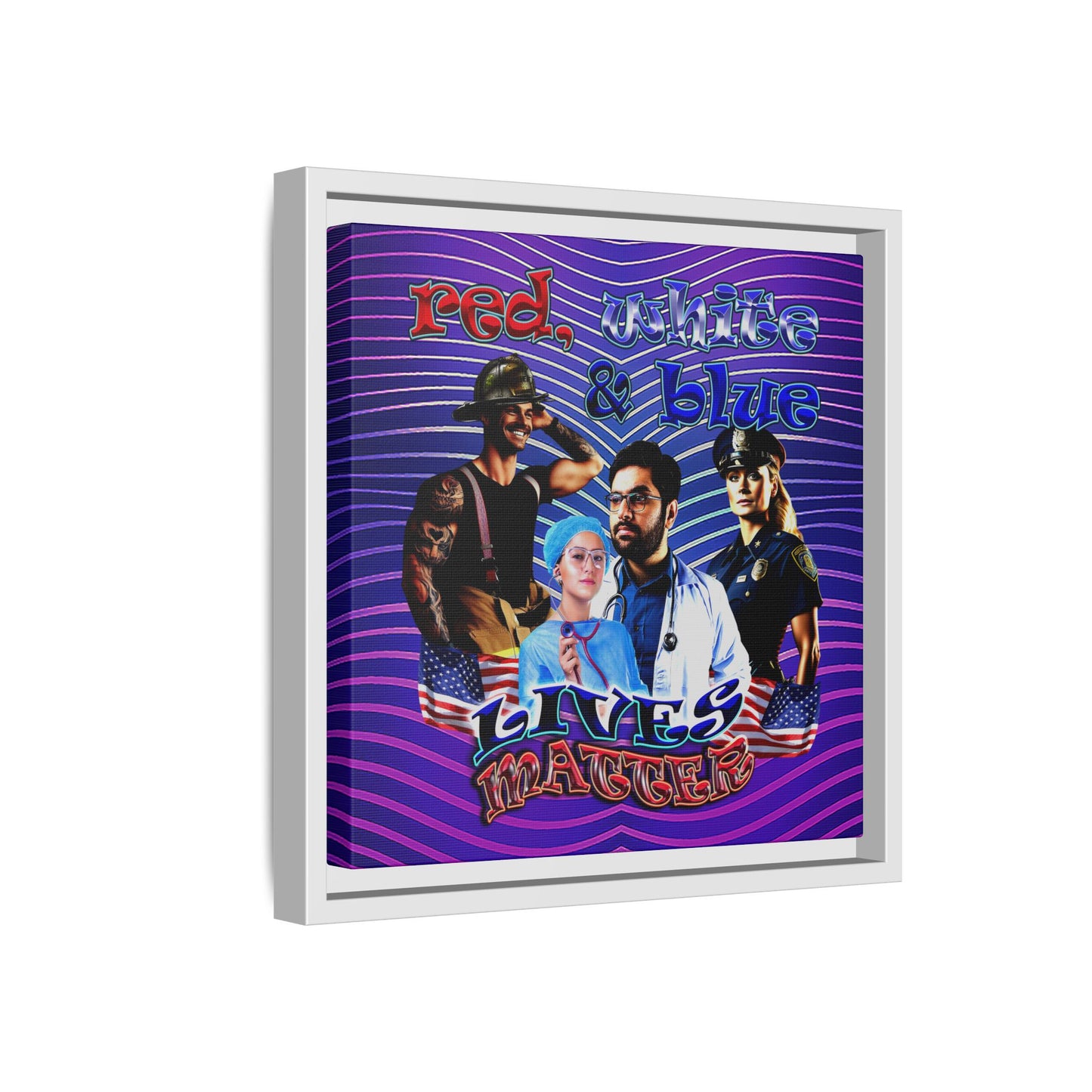 rw&b lives matter - framed canvas art (purple wave)