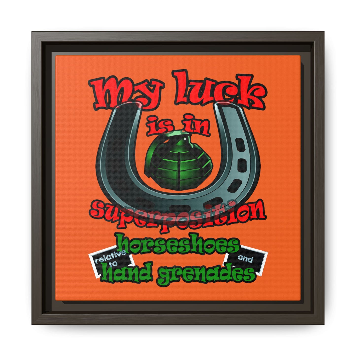 my luck - framed canvas art (orange)