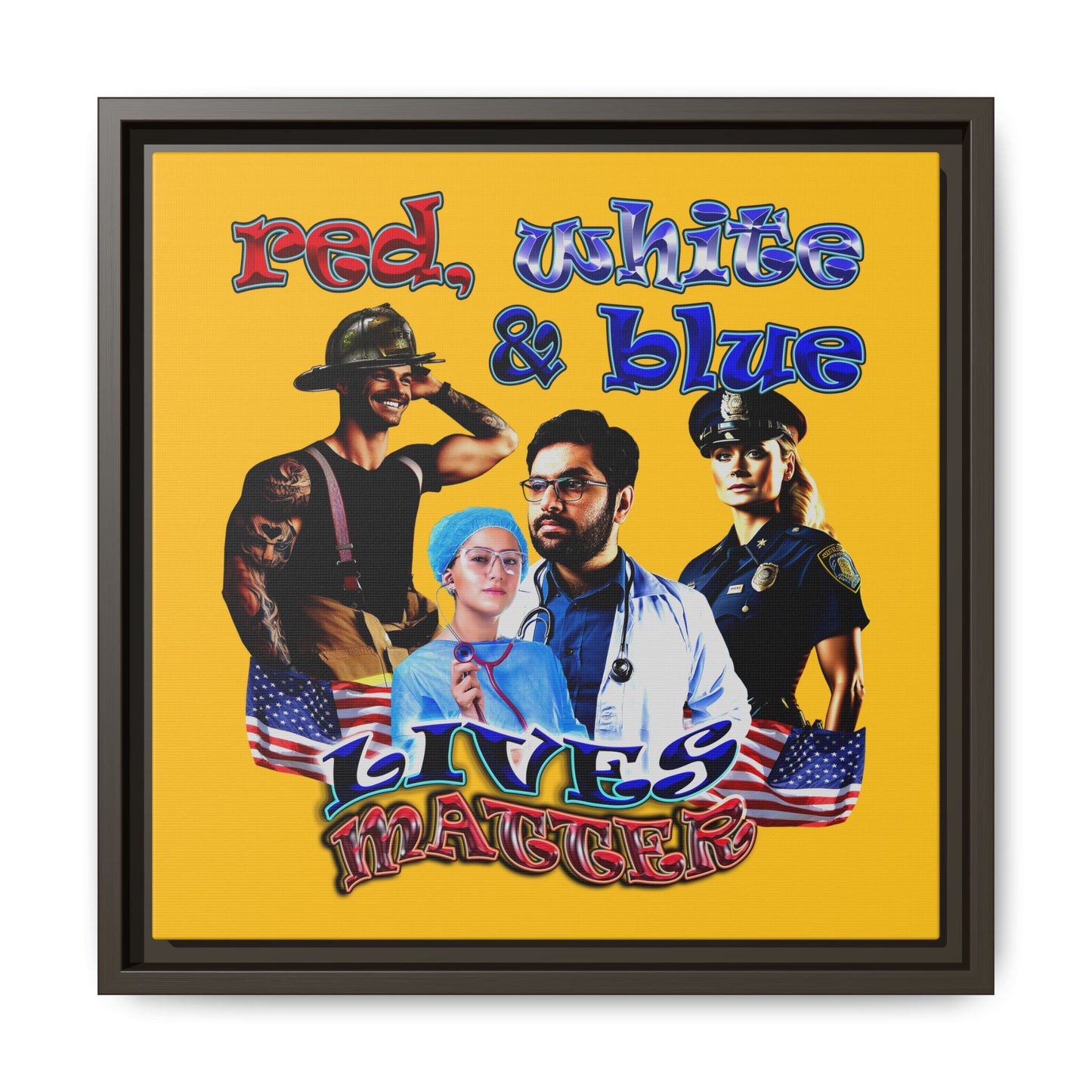 rw&b lives matter - framed canvas art (yellow)