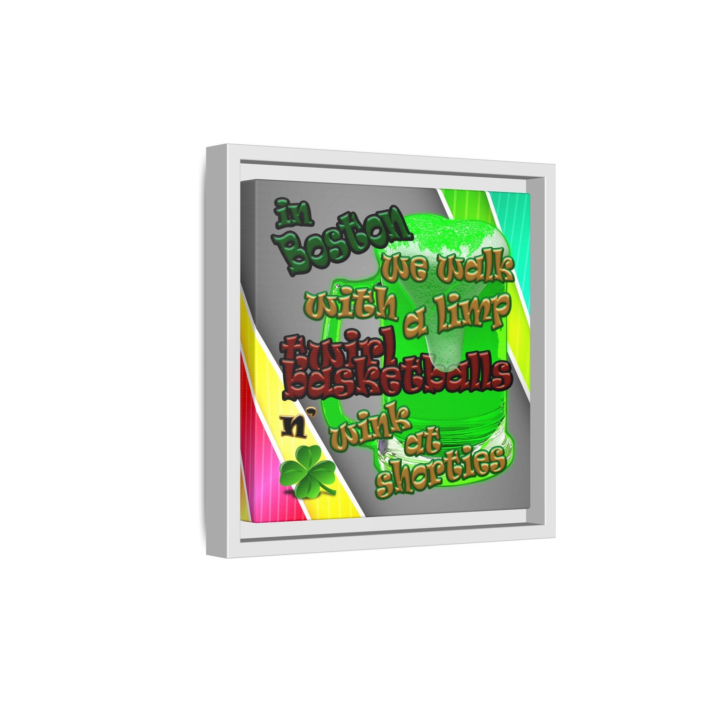 celtics logo - framed canvas art (rainbow split)