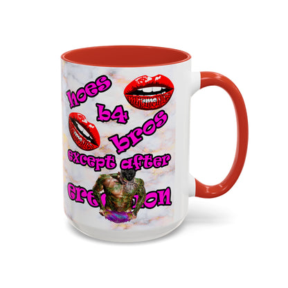 hoes b4 bros - Accent Mug (white marble)