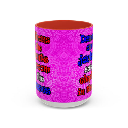 donkeys and elephants - Accent Mug (pink swirl)