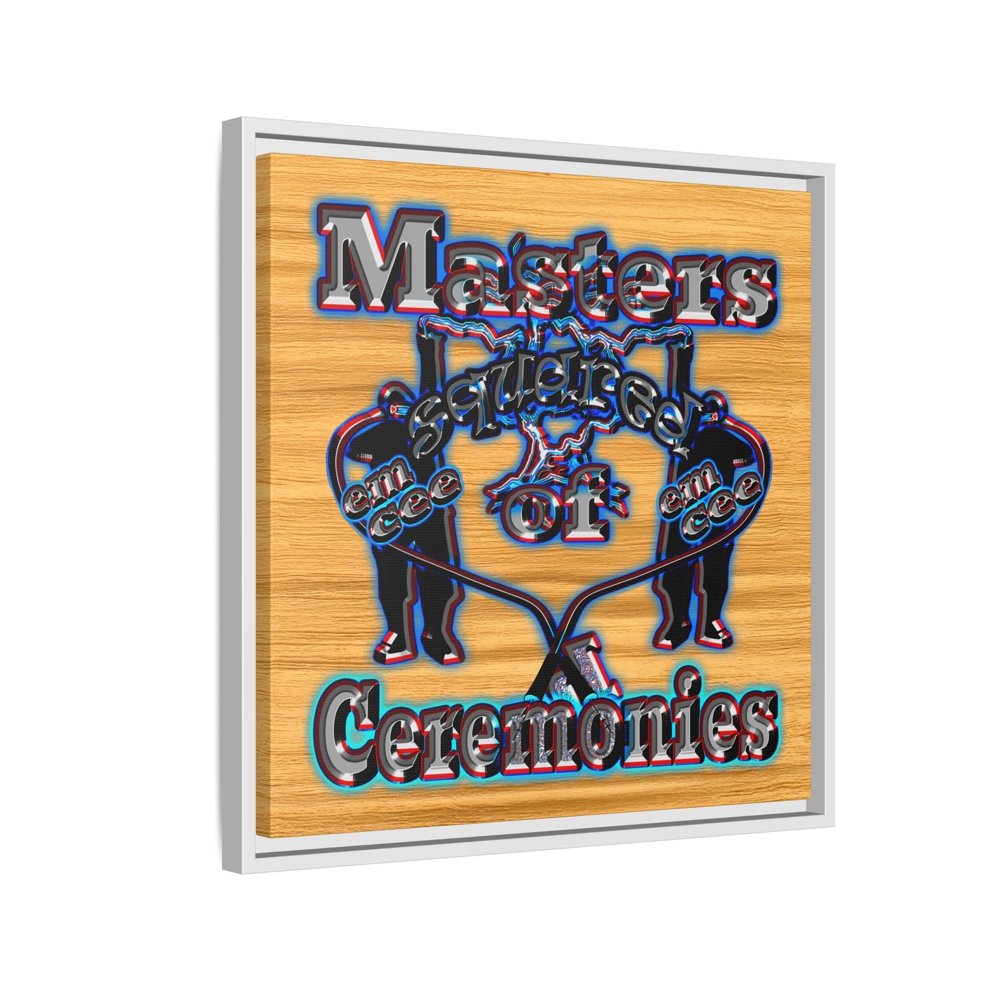em cee squared - framed canvas art (butterscotch wood finish)