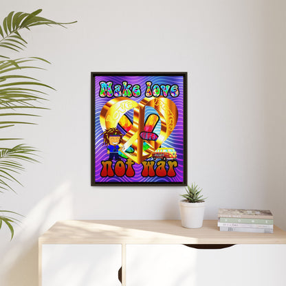 love peace - framed canvas art (purple wave)