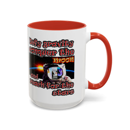defy conquer reach - Accent Mug (white)