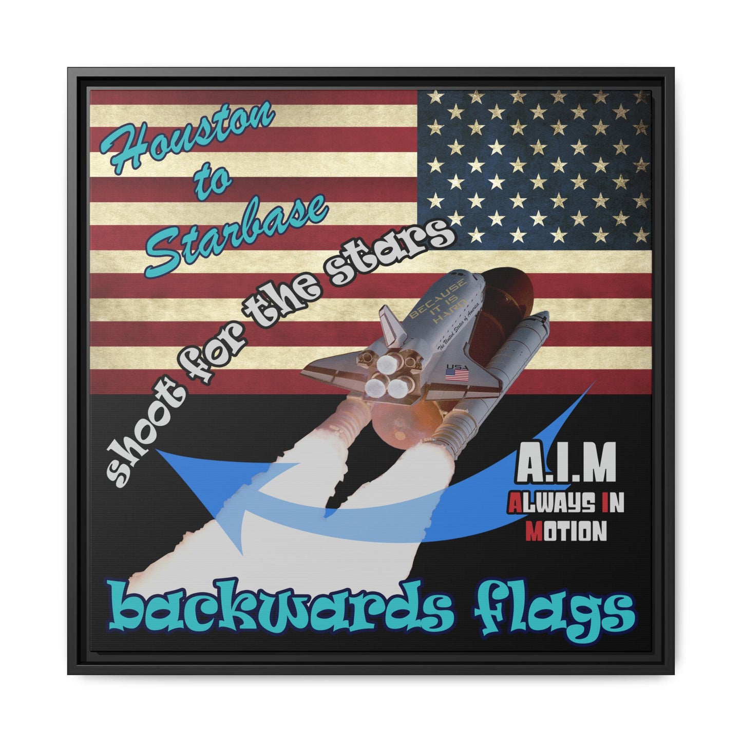 shoot for the stars - framed canvas art (black)