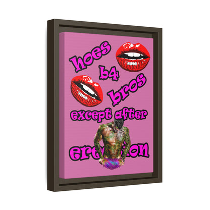 hoes b4 bros - framed canvas art (light pink)