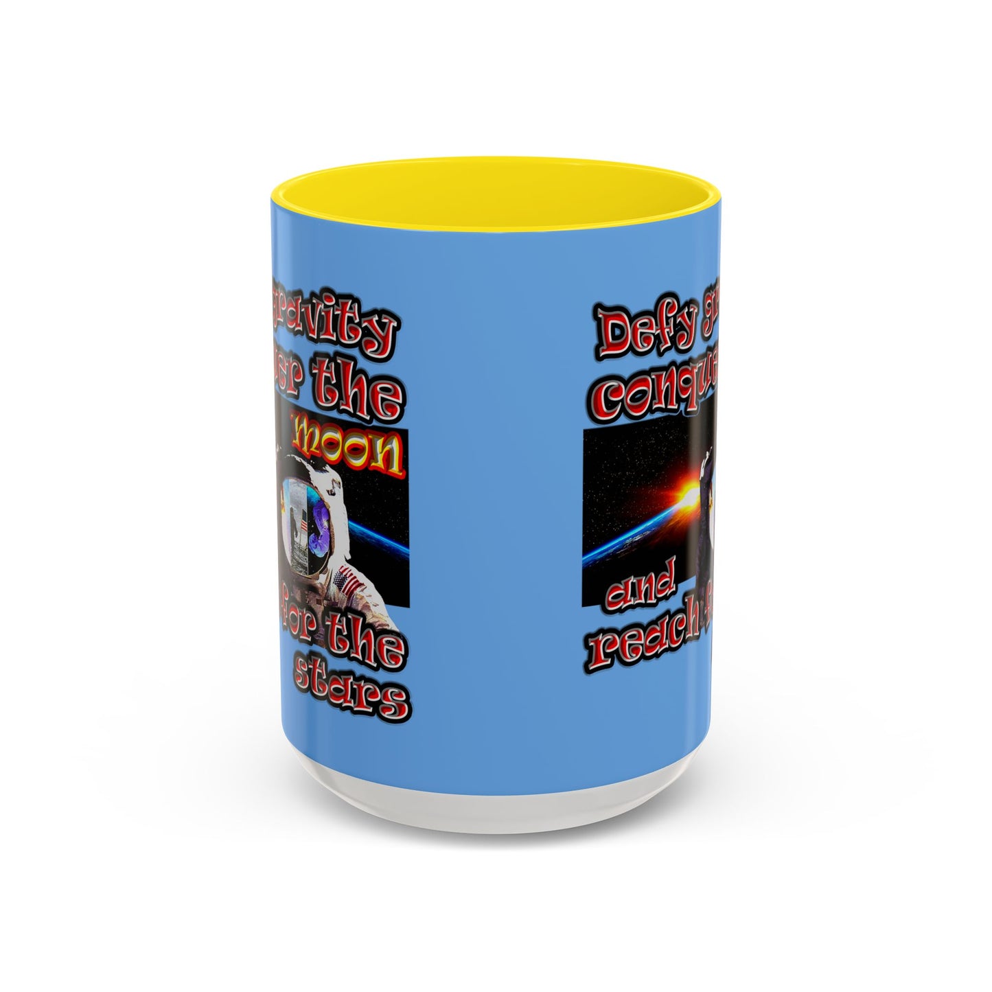 defy conquer reach - Accent Mug (light blue)