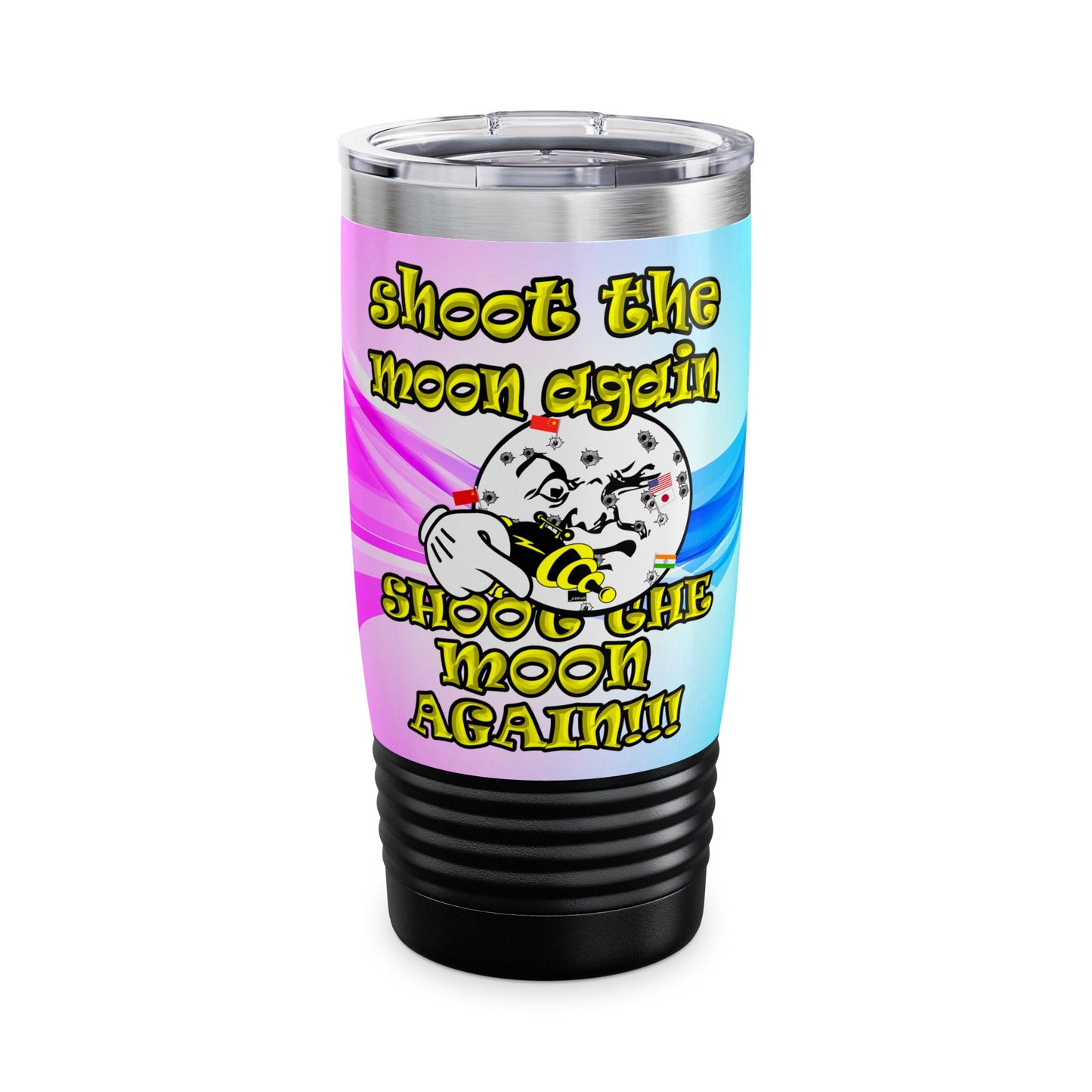 shoot the moon again - Ringneck Tumbler, 20oz (light blue-pink wave)
