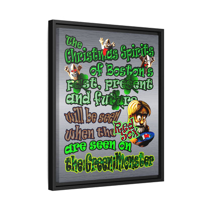 christmas spirits of boston - framed canvas art (brushed nickel)