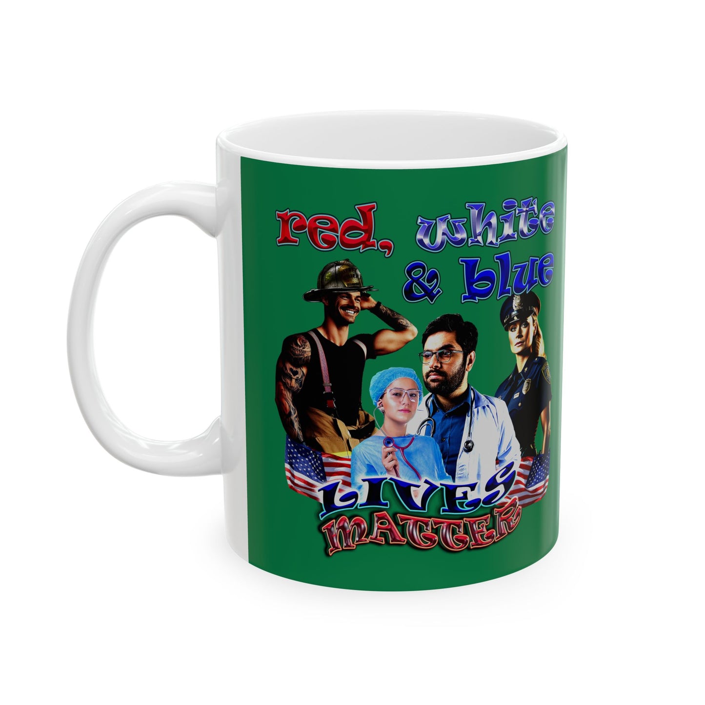 rw&b lives matter - White Mug (dark green)