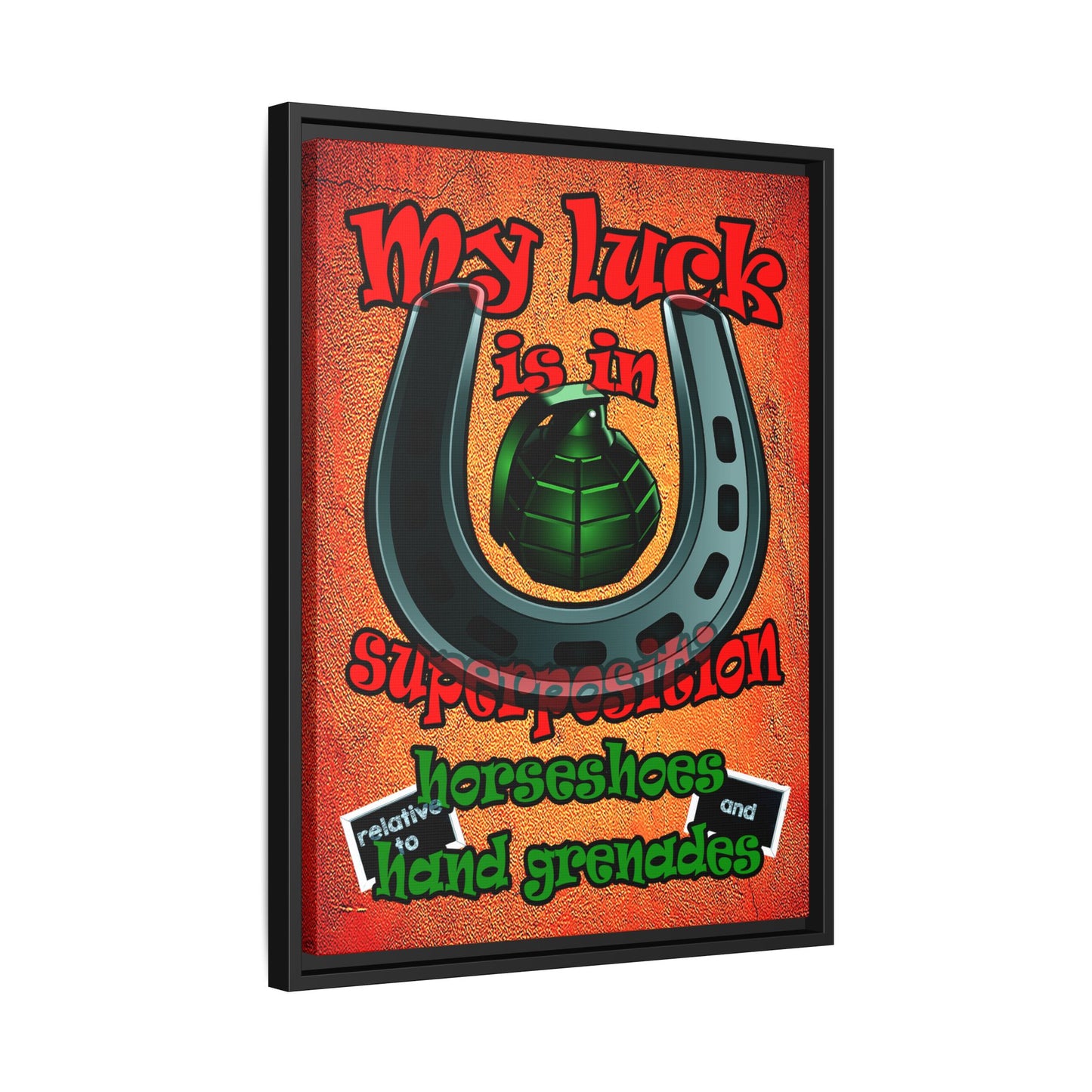 my luck - framed canvas art (burnt orange)