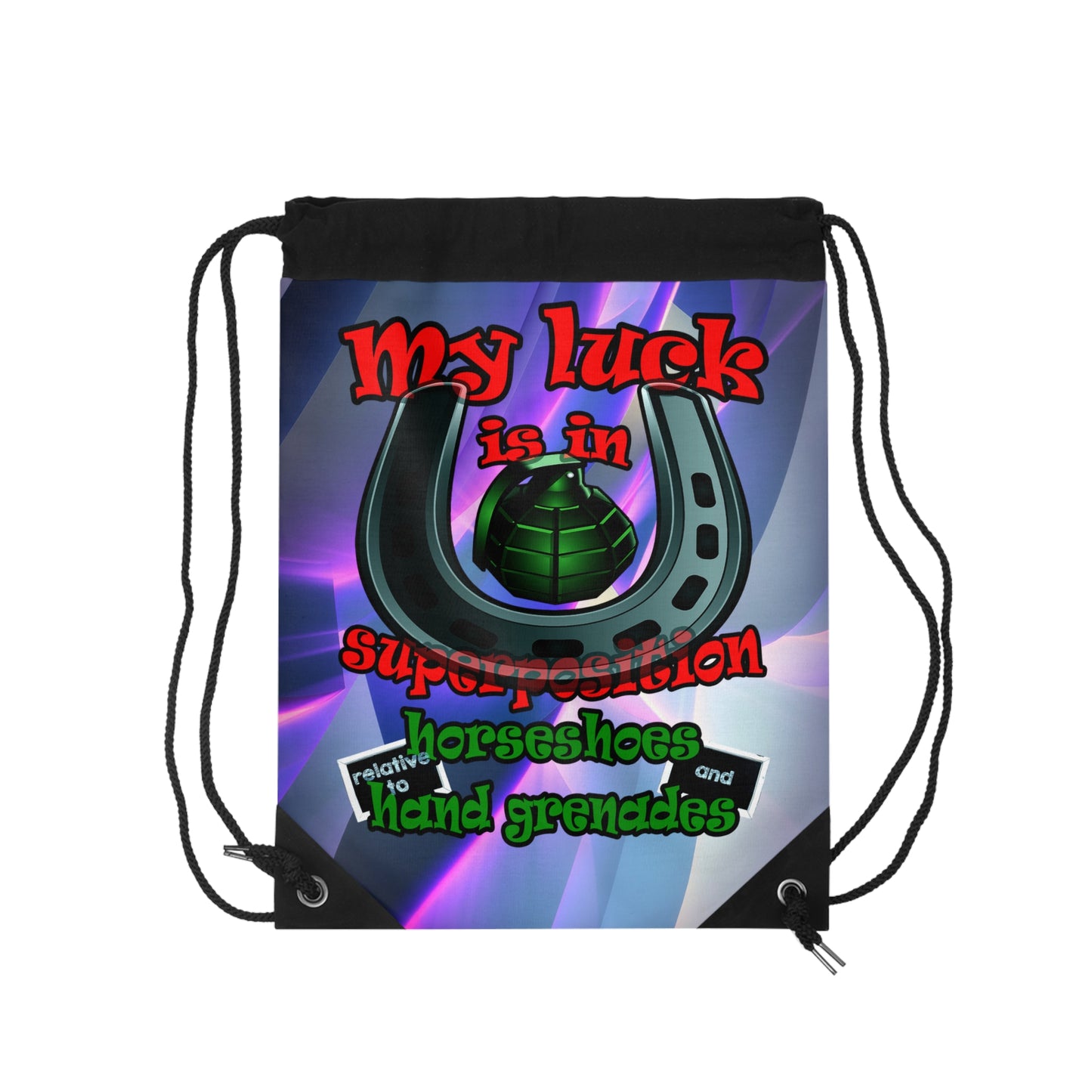 my luck - Drawstring Bag (grey-pink wave)