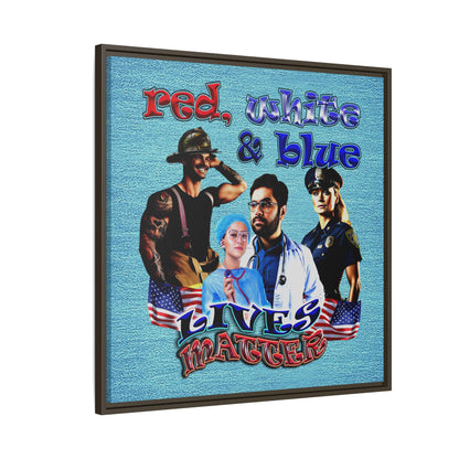 rw&b lives matter - framed canvas art (faded blue)