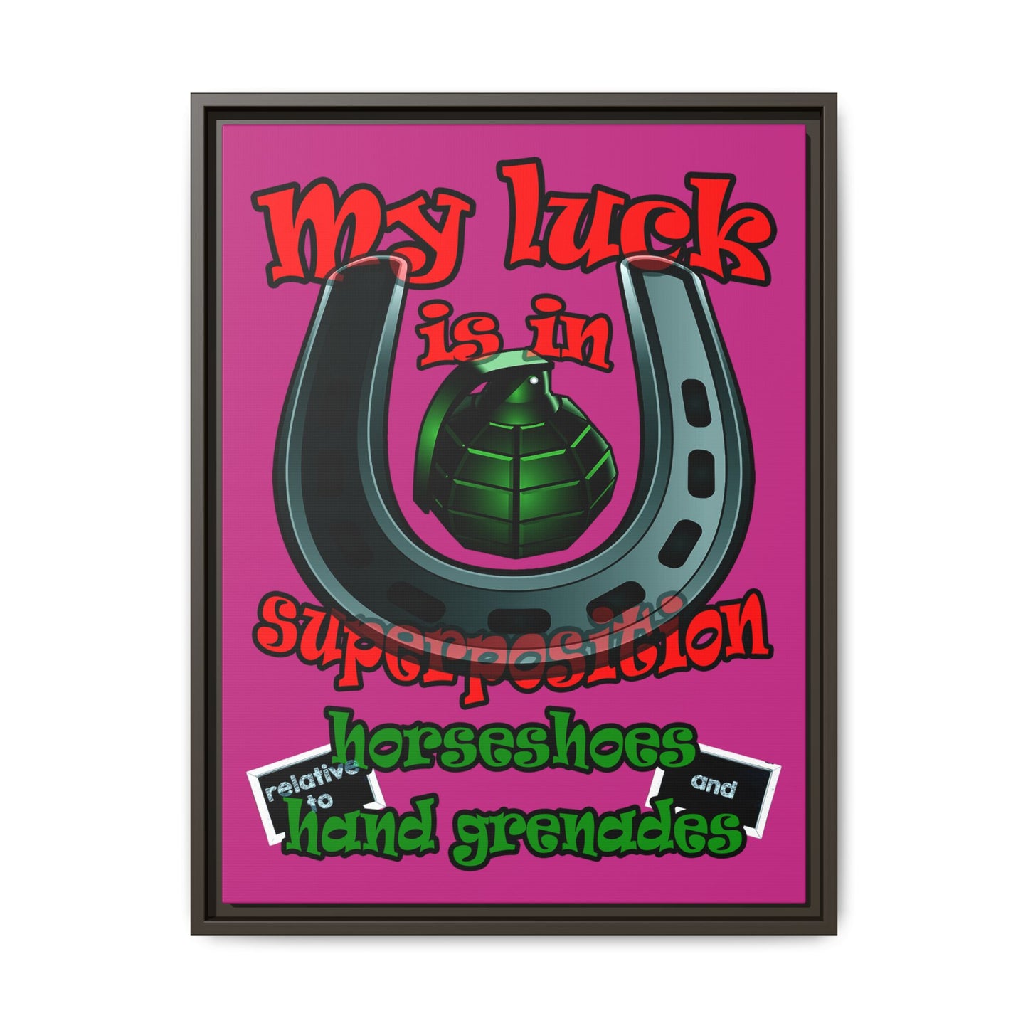 my luck - framed canvas art (pink)