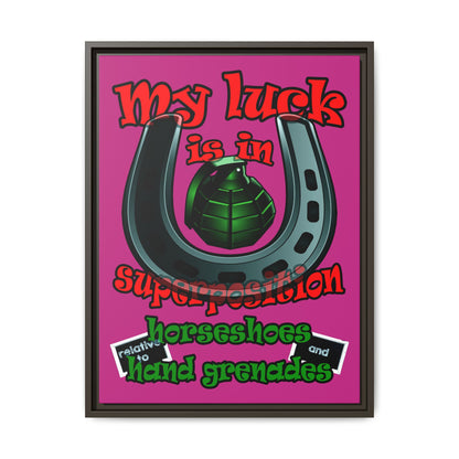 my luck - framed canvas art (pink)