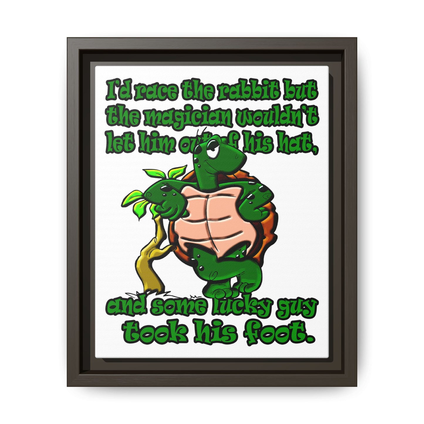 turtle race - framed canvas art (white)