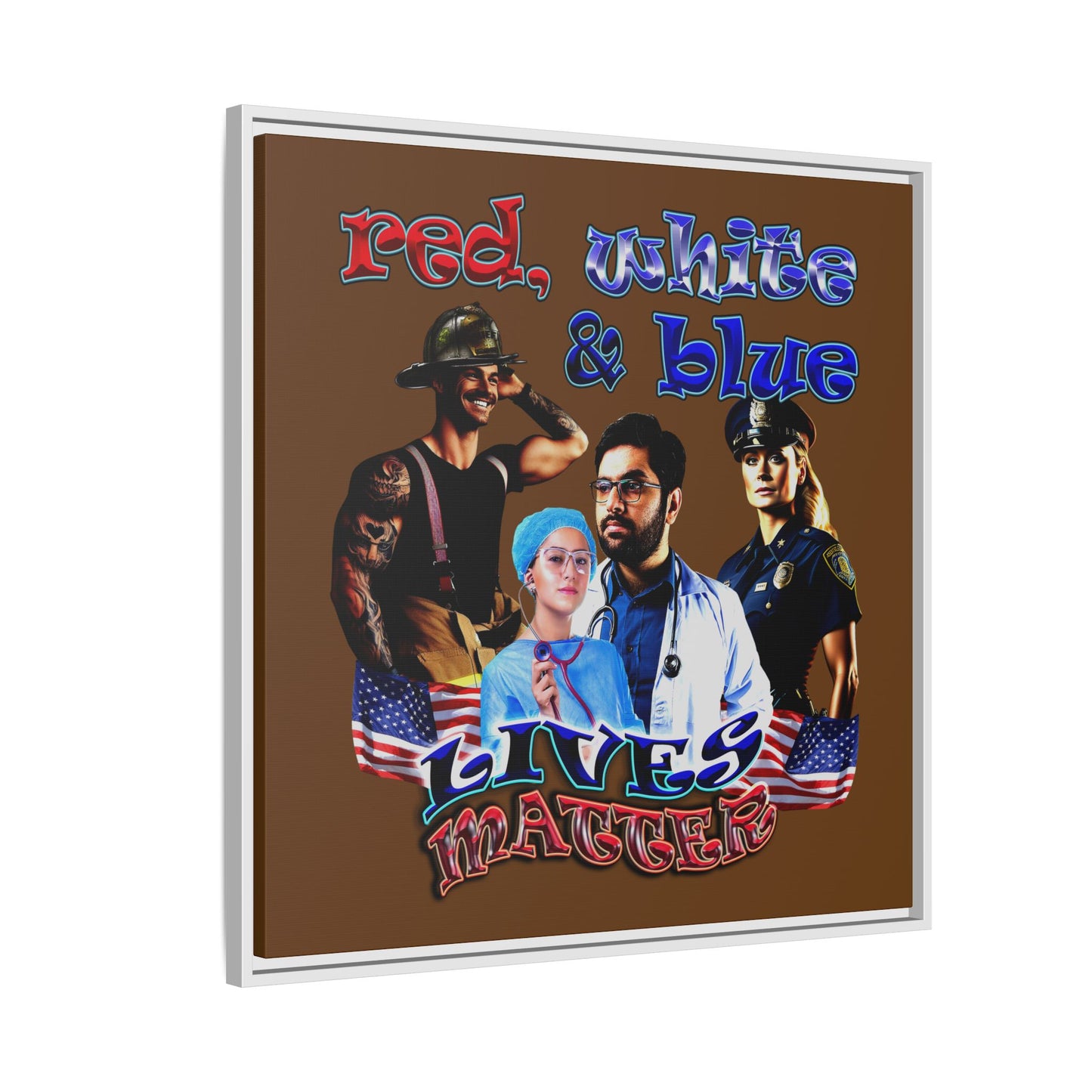 rw&b lives matter - framed canvas art (brown)