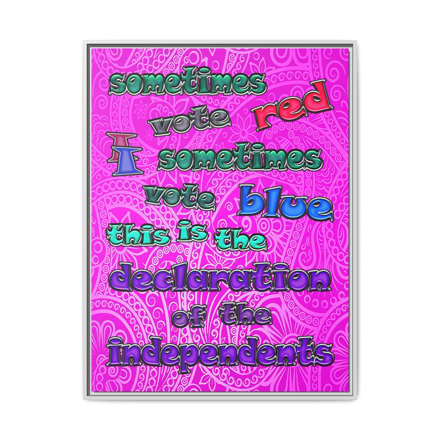 declaration of the independents - framed canvas art (pink swirl)