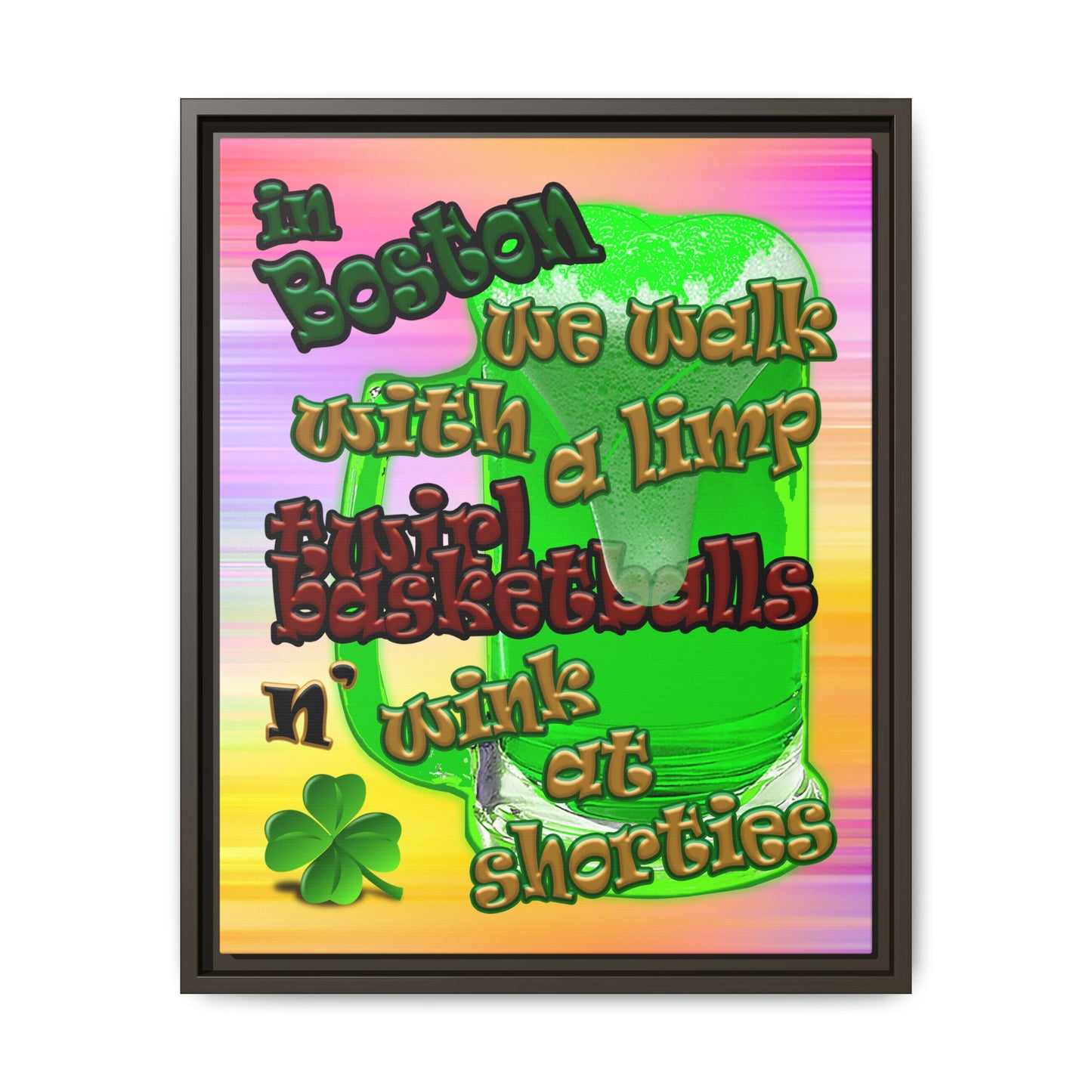 celtics logo - framed canvas art (color blur)
