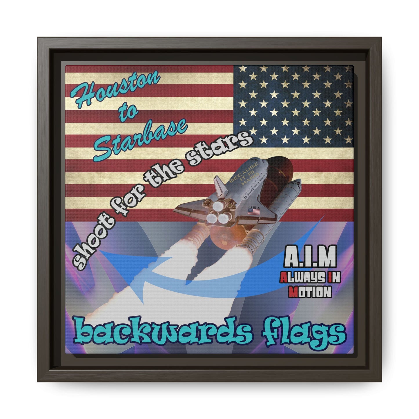 shoot for the stars - framed canvas art (grey-pink wave)