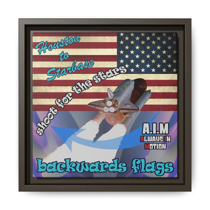 shoot for the stars - framed canvas art (grey-pink wave)