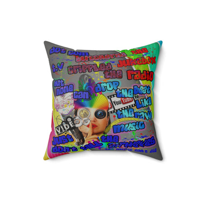 drop the beat - Faux Suede Square Pillow - (rainbow split)