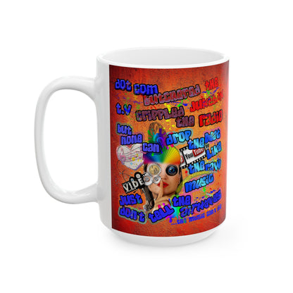 drop the beat - White Mug (burnt orange)