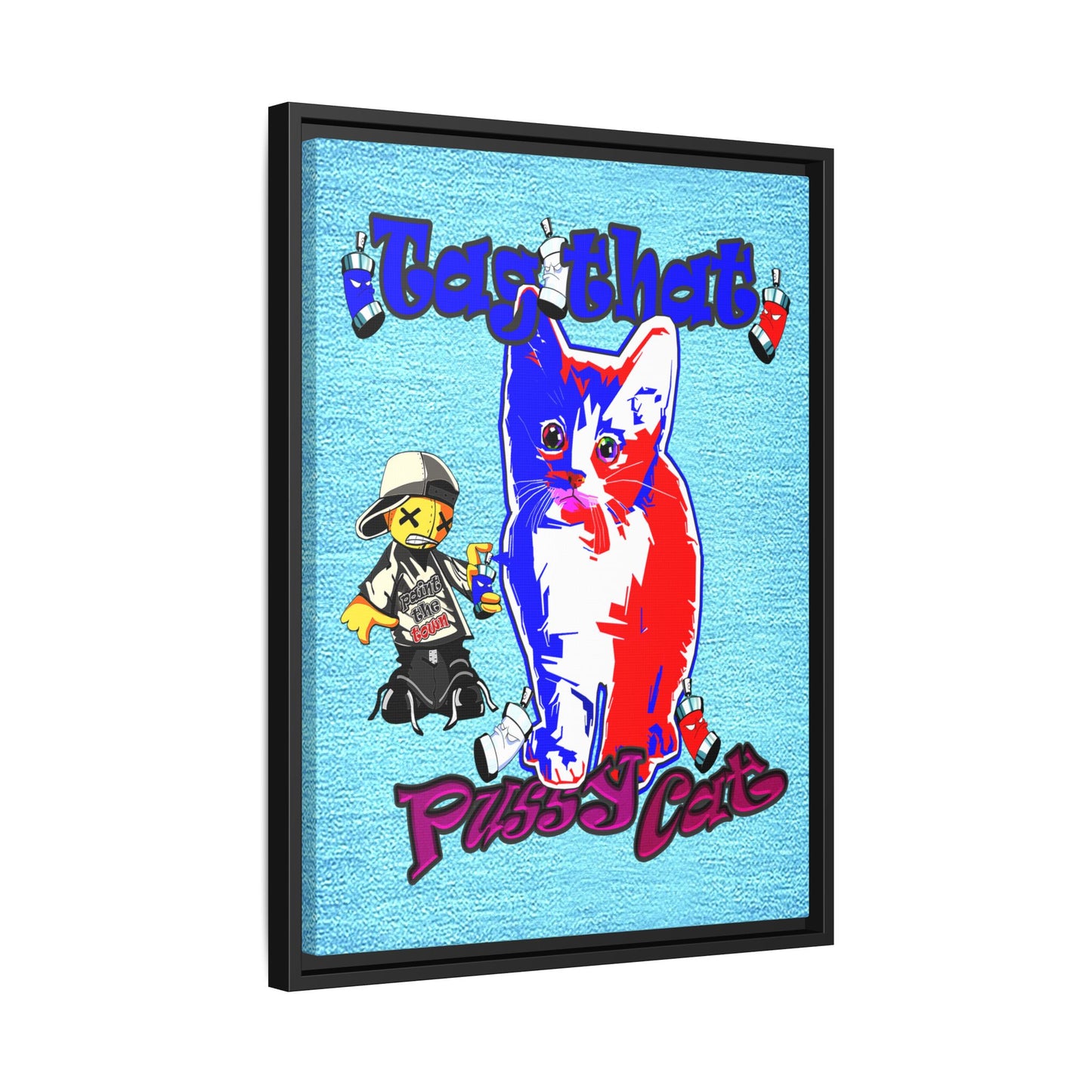 tag that - framed canvas art (faded blue)